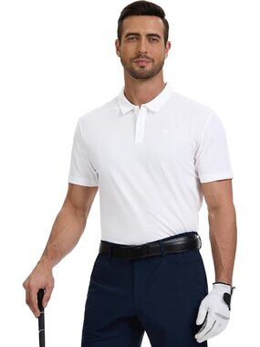 Men's 1-whiteUPF 50+ Golf Polo Quick Dry Moisture Wicking Work Tees Fit Shirt